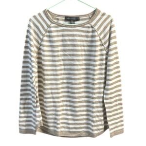 French Connection Sweater tan and cream striped size Large